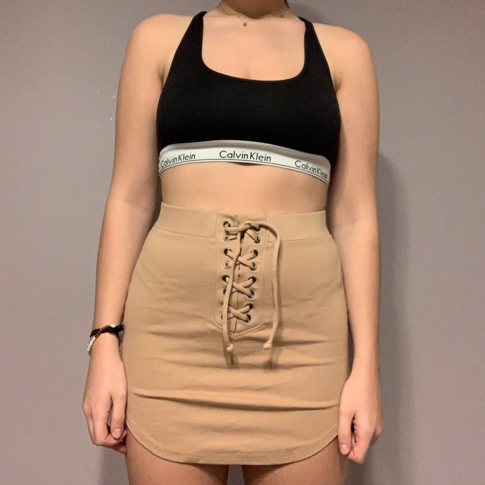 Mini Lace-Up Pencil Skirt
